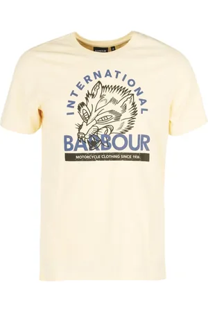 Barbour Koszulki, Mężczyzna, Żółty, M, Bawełna, T-shirt z nadrukiem graficznym