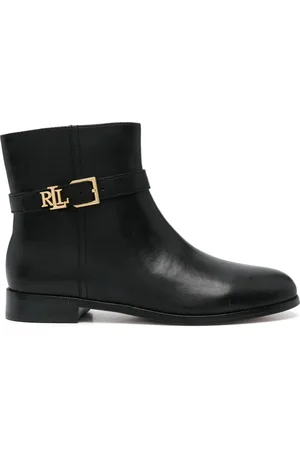 Ralph Lauren Buty, Kobieta, Czarny, 37 EU, Skóra, Botki Brooke z klamrami