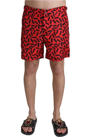 Dolce & Gabbana Stroje kąpielowe, Mężczyzna, Wielobarwność, M, Poliester, Czerwone Kąpielówki Boxershorts Stylowe Stroje Kąpielowe
