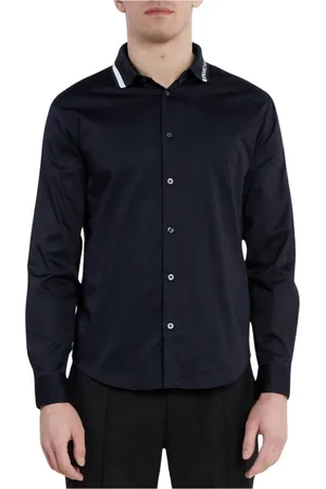 Armani Exchange Koszule, Mężczyzna, Niebieski, S, Bawełna, Niebieska Koszula w Kratę