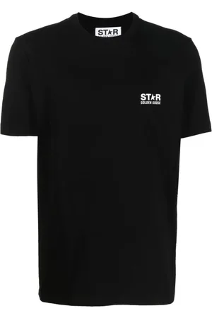 Golden Goose Koszulki, Mężczyzna, Czarny, L, Bawełna, T-shirt z nadrukiem logo gwiazdy