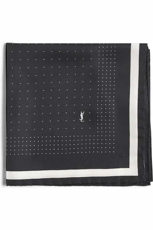 Saint Laurent Akcesoria, Mężczyzna, Czarny, ONE SIZE, Jedwabny Kwadratowy Szal z Kontrastującymi Wzorami