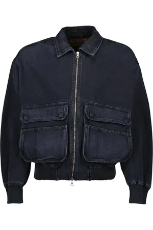 Diesel Kurtki, Kobieta, Czarny, L, Denim, Krótka Kurtka Bomberowa Jeansyowa