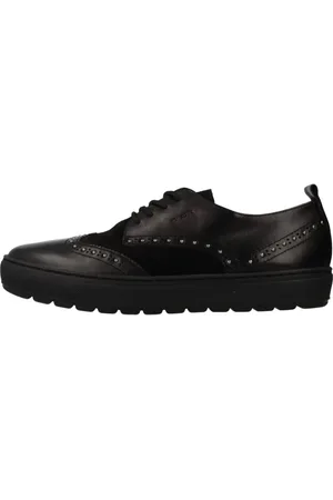 Geox Buty, Kobieta, Czarny, 37 EU, Skóra, Stylowe damskie buty sznurowane