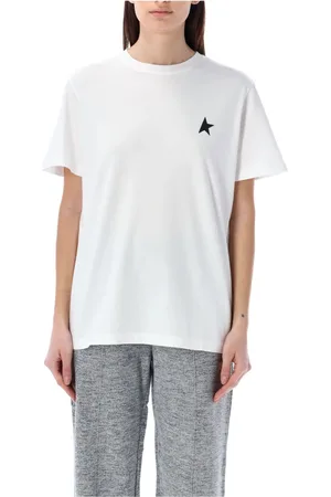 Golden Goose Koszulki, Kobieta, Biały, M, Bawełna, T-shirt z gwiazdą