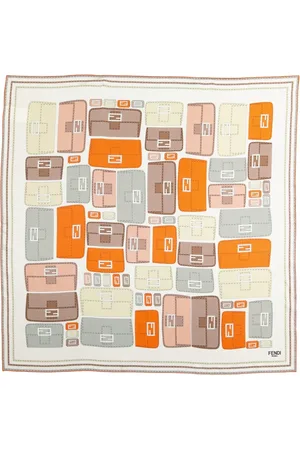 Fendi Akcesoria, Kobieta, Wielobarwność, ONE SIZE, Jedwabny Szalik Bagietki z Inspiracją Graficzną