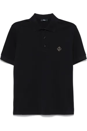 HERNO Koszulki, Mężczyzna, Niebieski, S, Polo z bawełny z haftowanym logo