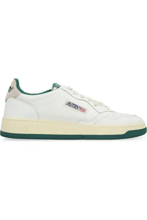 Autry Buty, Mężczyzna, Biały, 44 EU, Bawełna, Sneakersy low-top z wstawką ze skóry na pięcie