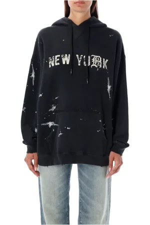 R13 Bluzy, Kobieta, Czarny, M, Bluza z kapturem New York - Styl miejski