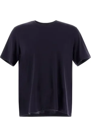 HERNO Koszulki, Mężczyzna, Niebieski, S, Wełna, T-shirt z okrągłym dekoltem i metalowym logo