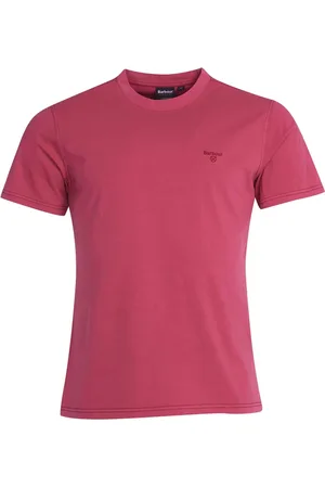 Barbour Koszulki, Mężczyzna, Różowy, L, Bawełna, Barwiony T-shirt z haftem
