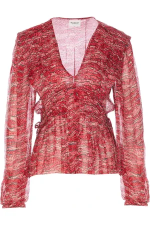 Isabel Marant Bluzki, Kobieta, Czerwony, S, Czerwona Bluzka Axeline z Wzorem Zigzag