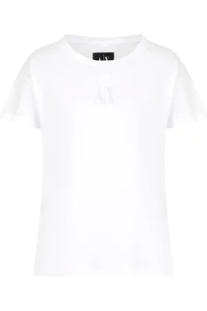 Armani Exchange Koszulki, Kobieta, Biały, S, Nowoczesny T-shirt z krótkim rękawem
