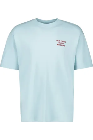 Drôle de Monsieur Koszulki, Mężczyzna, Niebieski, L, Zabawny Slogan Jasnoniebieski T-shirt