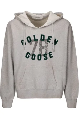 Golden Goose Bluzy, Mężczyzna, Szary, S, Bawełna, Bluza z kapturem Vintage Cotton z haftem