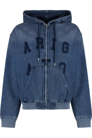 Axel Arigato Bluzy, Mężczyzna, Niebieski, S, Denim, Denimowa kurtka z kapturem