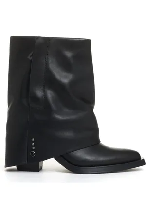 Ash Buty, Kobieta, Czarny, 36 EU, Skóra, Czarne skórzane botki na obcasie 60 mm
