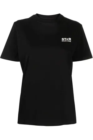 Golden Goose Koszulki, Kobieta, Czarny, L, Bawełna, T-shirt z nadrukiem logo gwiazdy