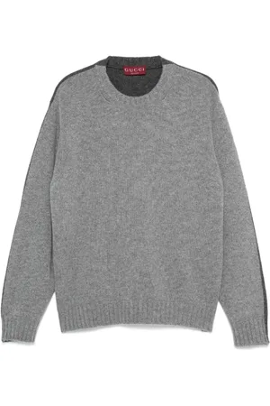 Gucci Swetry, Mężczyzna, Szary, M, Kaszmir, Dwukolorowy sweter z wełny i kaszmiru