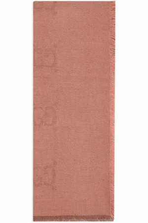 Gucci Akcesoria, unisex, Różowy, ONE SIZE, Bawełna, Szalik z frędzlami z monogramem G