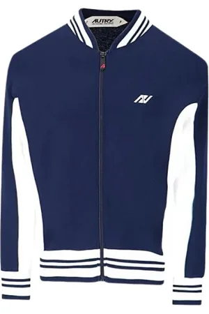 Autry Bluzy, Mężczyzna, Niebieski, L, Nylon, Dzianinowa rozpinana kamizelka w paski