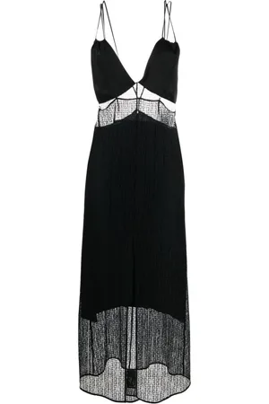 Givenchy Sukienki, Kobieta, Czarny, S, Sukienka Maxi Półprzezroczysta z Motywem 4G