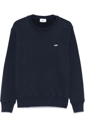 Autry Bluzy, Mężczyzna, Niebieski, XL, Prążkowana bluza dresowa z okrągłym dekoltem