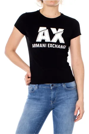 Armani Exchange Koszulki, Kobieta, Czarny, S, Koszulka z nadrukiem