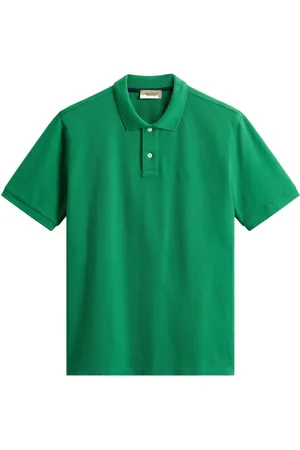 Woolrich Koszulki, Mężczyzna, Zielony, XL, Len, Zielony Polo z Haftowanym Logo