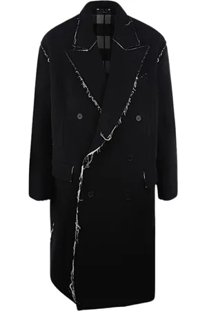 Balenciaga Płaszcze, Mężczyzna, Czarny, S, Wełna, Płaszcz Oversize w Kratę Buffalo