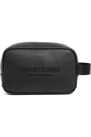 Armani Exchange Torebki, Mężczyzna, Czarny, ONE SIZE, Poliester, Prosta kosmetyczka na zamek
