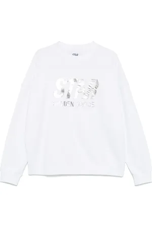 Golden Goose Bluzy, Kobieta, Biały, XS, Bawełna, Biała Bluza z Nadrukiem Logo