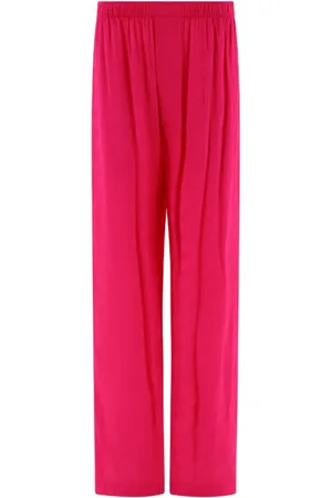 Balenciaga Spodnie, Kobieta, Różowy, S, Len, Plisowane spodnie o prostych nogawkach