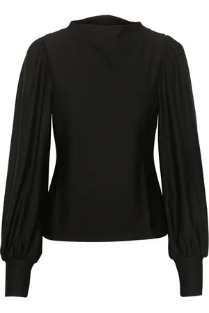 Gestuz Bluzki, Kobieta, Czarny, XS, Len, Puff Top Bluzka Czarna