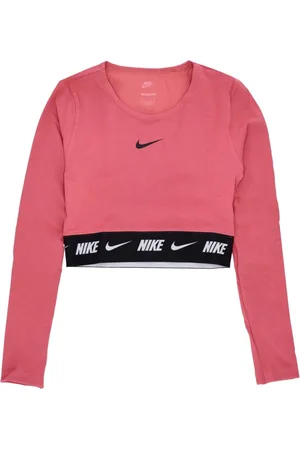 Nike Koszulki, Kobieta, Różowy, XS, Bawełna, Sportowa Krótkia Koszulka z Długim Rękawem