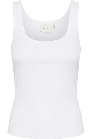 Gestuz Koszulki, Kobieta, Biały, L, Slim-fit Logo Top Bright