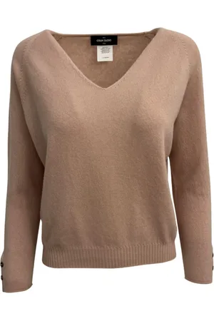 Gran Sasso Swetry, Kobieta, Różowy, L, Kaszmir, Kaszmirowy sweter V-neck