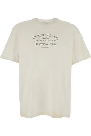 Golden Goose Koszulki, Mężczyzna, Biały, XL, Bawełna, Biała Koszulka z Logo na Piersi Bawełna