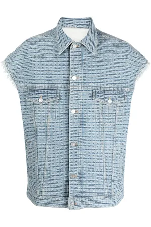 Givenchy Kurtki, Mężczyzna, Niebieski, S, Denim, Clear 4G Denim Gilet