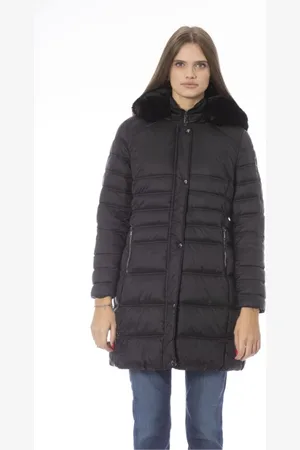 BALDININI Kurtki, Kobieta, Czarny, 2XL, Poliester, Elegancka długa kurtka puchowa z monogramem