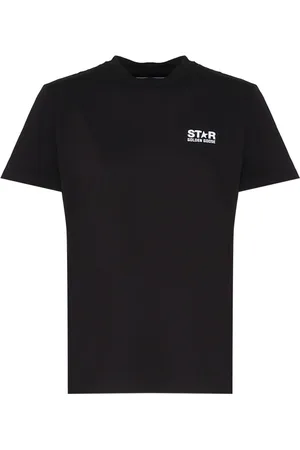 Golden Goose Koszulki, Kobieta, Czarny, M, Bawełna, Czarny bawełniany T-shirt z nadrukiem z przodu