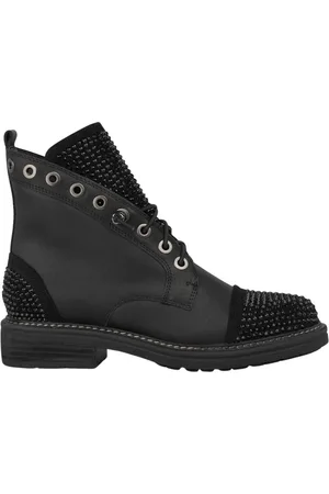 Alma en Pena Buty, Kobieta, Czarny, 39 EU, Skóra, Botki wiązane z koralikami