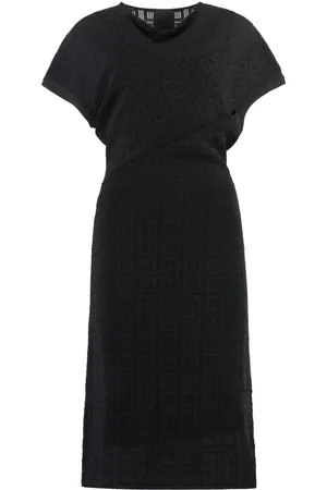 Givenchy Sukienki, Kobieta, Czarny, S, Poliester, Sukienka dzianinowa z żakardowym logo