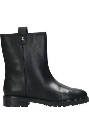 Ralph Lauren Buty, Kobieta, Czarny, 38 EU, Skóra, Wsuwane skórzane botki