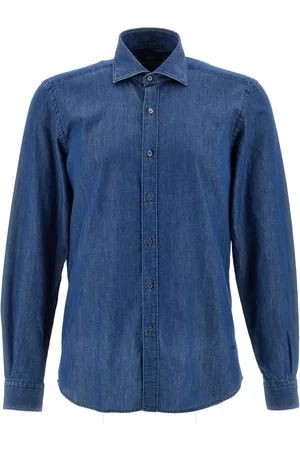FAY Koszule, Mężczyzna, Niebieski, L, Denim, Niebieska Koszula z Denimu