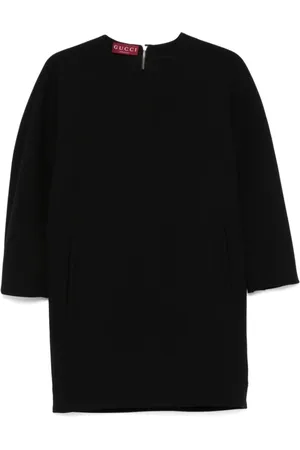 Gucci Sukienki, Kobieta, Czarny, S, Wełna, Wełniana sukienka krepa
