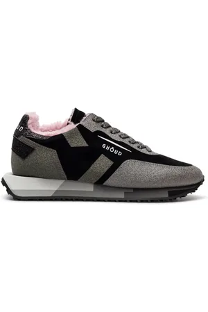 Ghoud Buty, Kobieta, Czarny, 36 EU, Skóra, Czarne Srebrne Skórzane Sneakersy