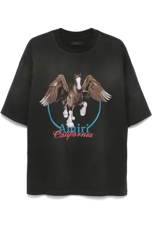 AMIRI Koszulki, Mężczyzna, Czarny, XL, Vintage Pegasus Koszulka