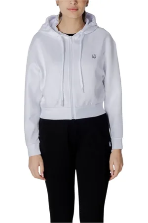 Armani Exchange Bluzy, Kobieta, Biały, M, Bawełna, Bluza z zamkiem błyskawicznym Capsulate