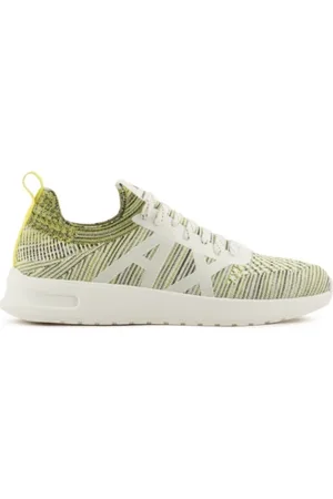 Armani Exchange Buty, Mężczyzna, Wielobarwność, 44 EU, Skóra, Zielone Sneakersy Fresh - Elastyczna Skóra